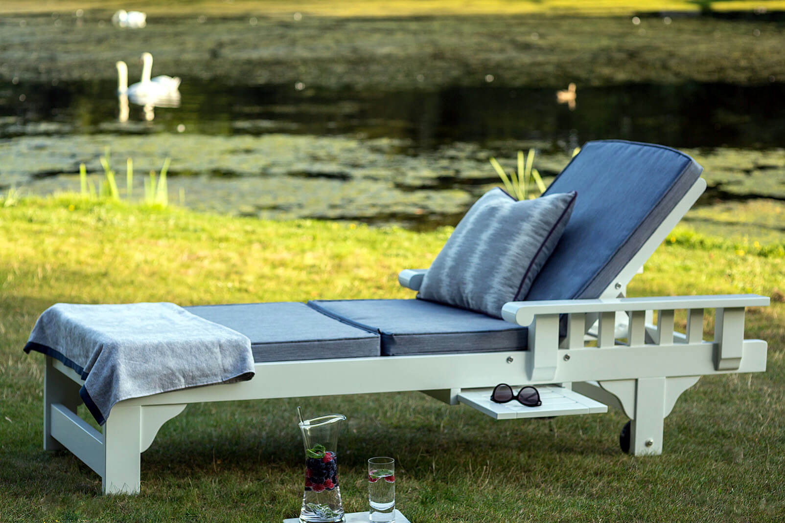 Chaise Lounge Chair, Swan Pond, Private Residence